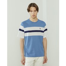 22SS 블루 컬러배색 면혼방 반팔티셔츠 HZTS2B892B2