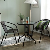 [착불]러브 라탄 티테이블 세트, 그레이