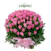 난플라워 아쿠아장미100송이꽃바구니 / 장미100송이 백송이 축하꽃바구니 생일꽃바구니/ 천사난플라워