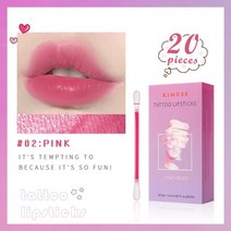 립글로즈 립틴트 면봉 틴트 립밤 착색 타투 립스틱20pcs 목화 면봉 립글로스 일회용 액체 립스틱 립 문신, 한개옵션1, 02 02