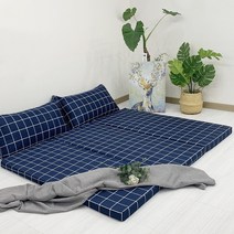 슬릭스 고탄성폼 3단 접이식 매트리스, 7cm 네이비체크