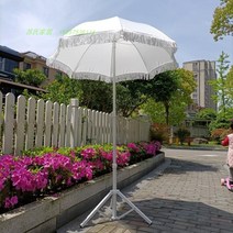 테슬 파라솔 감성 캠핑 카페 테라스 베란다 발코니 옥상 정원 전원 주택 수술 우드 레이스 피크닉 카크닉 태슬 폴딩 비치 이동식 접이식 56, 1.4 화이트 스트레이트 럭셔리 술 우산 오디오