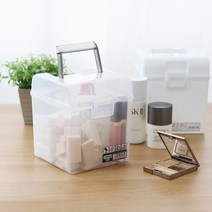 손잡이달린 일본산 화장대 책상 상비약품 소품 다용도 정리 수납함 홈데코 신박한정리, 화이트