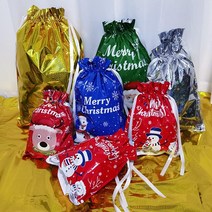 홀리데이 드로스트링 선물 가방 크리스마스 호일 선물 포장 자루 파우치 크리스마스 선물 파티 선물용(선물 포장 가방 30개(라지 미디엄 스몰))