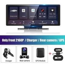 블랙박스 룸미러 1026 quot대시캠 후방 카메라 와이파이 카플레이 및 안드로이드 자동 4K DVR GPS 네비게이션 비디오 레코더 대시 보드 듀얼 렌 24 시간 주차 AUX, Dual LensXGPS XHWK+64G TF Card