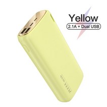 무소음발전기 소형 캠핑 kuulaa power bank 20000mah 휴대용 충전, 2.1a 노란색