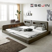 리오스 LED 오픈형 패밀리침대 프레임만SS+SS, 초코브라운