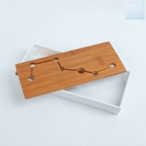SOCEAN 퇴수기 대나무 다도 차판 네모 차 쟁반 28X12CM화이트 전목 차판 멜라민 티 트레이 다탁 미니 소반 찻상 다기 다관 트레이 개완 받침대 전통주 차통 쟁반 사케 술상 퇴수통 차상