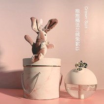 틈새 및 고급 감각에 줄 소녀 및 절친을위한 생일 선물 3월 38일 3월 8일 여성의 신의 날, 포옹 양동이 + 플란넬 토끼 + 핑크 크라운