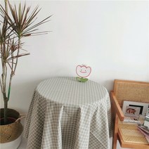 빈티지 리틀 프레쉬 플라워 소녀 하트 코튼 린넨 피크닉 천 사진 소품, 150x150cm, 그레이 체크