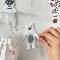 다용도 현관문 마스크걸이 애니멀 후크 차키 소품걸이 현관문 냉장고 자석, 자석형, 자석후크화이트5P