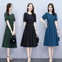 빅사이즈여성의류 면 반팔 린넨원피스 여름 플레이원피스 40대