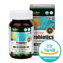 액티브 프로바이오틱스 유산균 60캡슐 2달분 100억 프로바이오틱스 장내유익균 증식 장내유해균 억제 장건강 락토바실러스 가세리 비피도 박테리움 스트렙토코쿠스 변비 배변활동, 500mg, 1박스