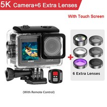 360도카메라 유튜브촬영카메라 액션 카메라 탈착식 필터 6 렌즈 5K 30FPS 4K 60FPS 48MP 듀얼 스크린 2, 11.5K Camera Add 6 Lens - Opti