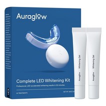 [해외]AuraGlow Teeth Whitening Kit LED Light 35% Carbamide Peroxide 치아 얼룩제거 커피 녹차로 누런 치아 방지