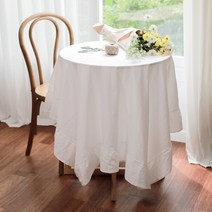 [꾸민뜰] 루미 화이트 프릴 테이블보 파티 돌상 레이스 원형 사각 식탁보, E타입 140x180
