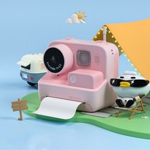 즉석카메라 폴라로이드 카메라 즉석사진기 인쇄 용 1080p 비디오 사진 디지털 인쇄 용지 채우기 ligjt 생일 크리스마스 선물, 분홍색, 32g sd 카드로