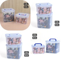마트498 손잡이 밀폐용기 2.4 4.2L 젓갈통 냉장고정리 쿠키통 김치통 냉동밥용기 계란보관함 버터소분 간식통 김통