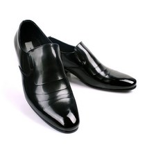 소가죽 샤프한 남성 슬림 세미 정장구두 신사 키높이 수트구두
