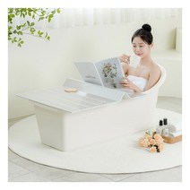 [그린센스] 이동식 간이 반신욕조 반신욕기 고급형 웰빙욕조 덮개+샤워기걸이 세트, 상세 설명 참조, 색상 선택:아이보리