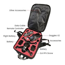 드론 케이스 가방 DJI FPV 배낭 숄더 백 방수 보관 가방 DJI 드론 원격 제어 FPV 고글 V2 휴대용 운반 케이스, 단일옵션