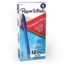 페이퍼메이트 Paper Mate 9560131 Flexgrip 울트라 리트랙터블 볼펜 파인 포인트 블루 잉크 12팩