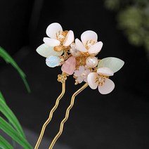 {레오넬} 매화-핑크/ 한복 혼주 뒤꽂이 비녀 헤어장식 코사지 올림머리 업스타일 꽂이