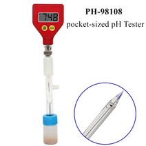 테스트기 측량 분석PH-98108 pH 측정기 날카로운 유리 전극 측정 범위 0.00 ~ 14.00 pH 물 음식 치즈 우유, 한개옵션0