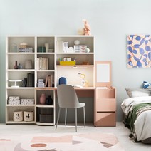 리바트 프레일 1200 전면책상 우형(8색), 전면책상 우형 (그레이상판/화이트책장)