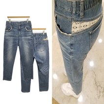 핑크홀릭 제시 데일리 레이스 장식 뒷밴딩 스판 세미배기 청바지