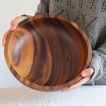 [젊은이마켓] 아카시아 우드 볼 (32cm) 나무 그릇 샐러드볼 믹싱볼 양푼, 나무 원형볼 32cm