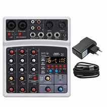 DJ 믹싱 믹서 비트메이커 힙합 protable 미니 오디오 콘솔 4채널 사운드 카드 usb pc 녹음용 48v 팬텀 전원 노래 웹캐스트 파티, 협동사, 블랙 EU 플러그