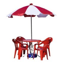 야외 캠핑 낚시 4인용 파라솔세트B(소-흰파-받침별매), 회색, 쿠쿠 원형_흰색_회색