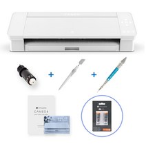 실루엣 카메오4 토퍼제작세트 실루엣 마스터 가이드 책자 2종 동영상 강좌 크래프트 날 증정 시트지 토퍼 커팅기 프린터 기계, 화이트