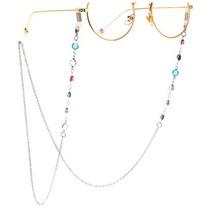 예쁜 컬러 원석 반짝이는 은색 안경줄 스트랩 끈 사계절 줄고리