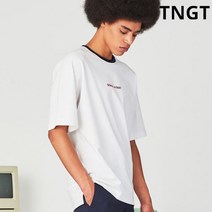 TNGT 남성용 시그널 배색 세미오버핏 레터링 반팔 티셔츠 TGTS0B802
