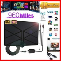 uhd안테나 tv안테나 dmbtv 라디오안테나 tv수신카드960 마일 TV 공중 실내 증폭 된 디지털 HDTV 안테나 (4K, 한개옵션0