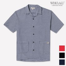 후아유 고방 체크 포켓 반팔 셔츠 WHYC82342C