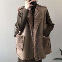 방한 양털 뽀글이JUNXI양털 무스탕 조끼 베스트 빅사이즈 후리스조끼 뽀글이 +LV77여름 가을 겨울 봄66
