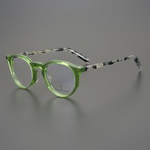 일본 수제 뿔테 안경 테 판토형 그린 레트로 빈티지 아세테이트 클리어 그라데이션 가벼운