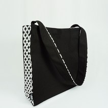 2MF 사각 블랙 숄더 캔버스 에코백