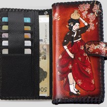 아마도 가죽공방 통가죽 폰케이스 한복시리즈 지갑형 카드분실방지 오만원권수납