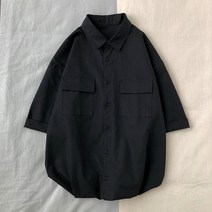 반팔셔츠 청신 카고 남자 트렌드 와이드 루즈핏 건달 멋진 와이셔츠 상의 525438773