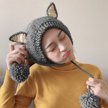 큐티 니트 귀도리그레이 털귀마개 귀덮개 귀돌이