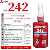 견고한 Threadlocker 록타이트 222 241 242 243 262 263 271 272 277 290 방수 밀폐형 느슨한 방청 액형 스, 03 242 50ml