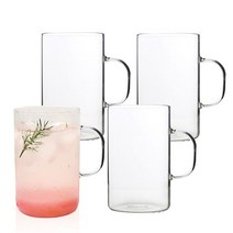 Bestra 홈카페 내열유리 머그컵 540ml, 투명, 4개