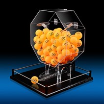 수동 복권 행운 기계 아크릴 투명 검정 로또 머신, 100개의 파란색과 화려한 수상 공