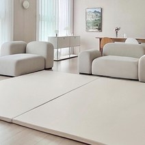 쁘띠메종 2단 폴더 거실매트 리넨 280X140X4cm, 리넨베이지X웜그레이