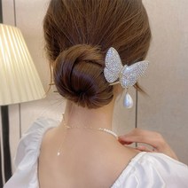 오케이샵 블링블링 똥머리 나비큐빅진주 유핀