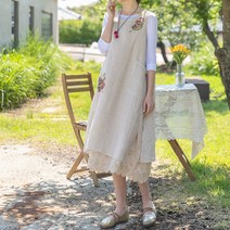 [디얼마미] 나비 이중 린넨 원피스 미시옷 빅사이즈 엄마옷 중년 여성 마담